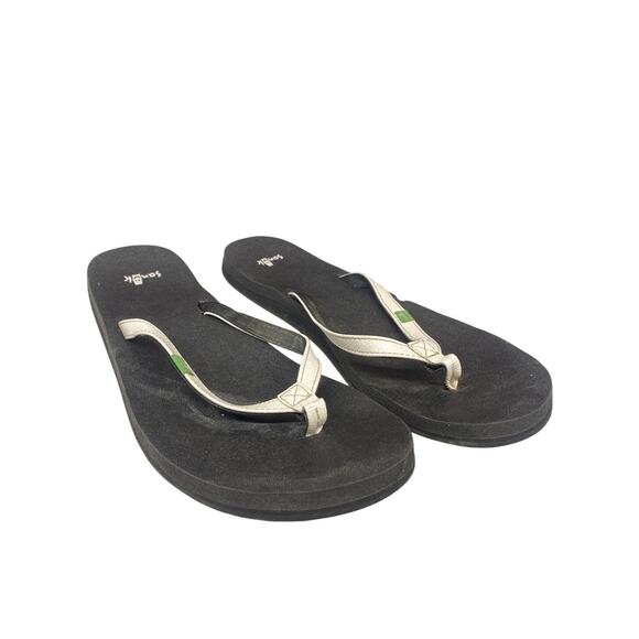 Sanuk Women's Black Summer Flipflops W8 - Picture 1 of 4